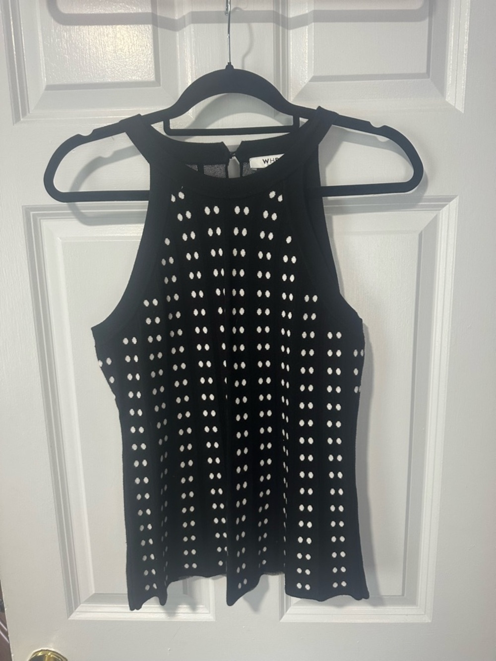 White House Black Market Black Eyelet High-Neck Tank